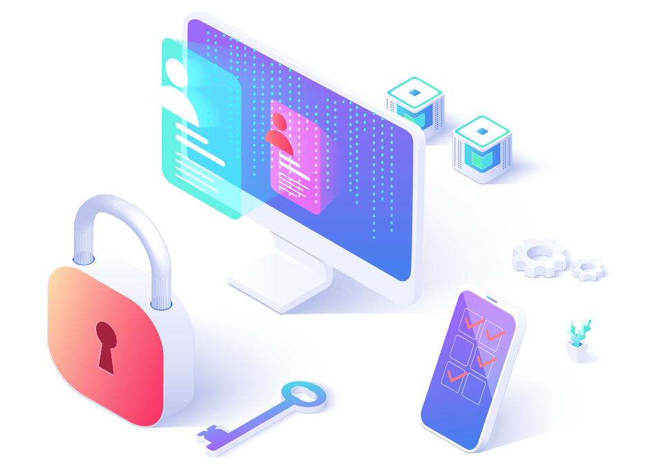 Data security in isometric vector illustration
